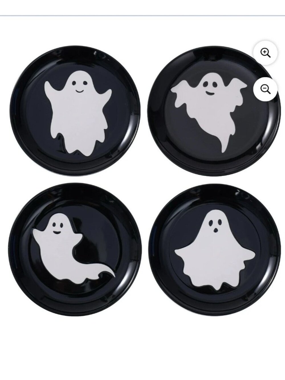 Halloween 4-Piece Stoneware Ghost Appetizer Plate Set - NEW NIB - Picture 2 of 3